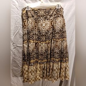 Beige & Brown Print Skirt